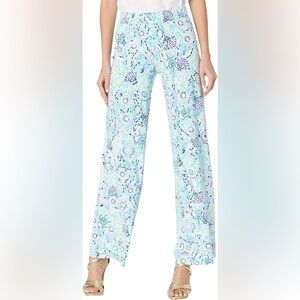 Lilly Pulitzer Breezy Palazzo Pants L Blue Ibiza
